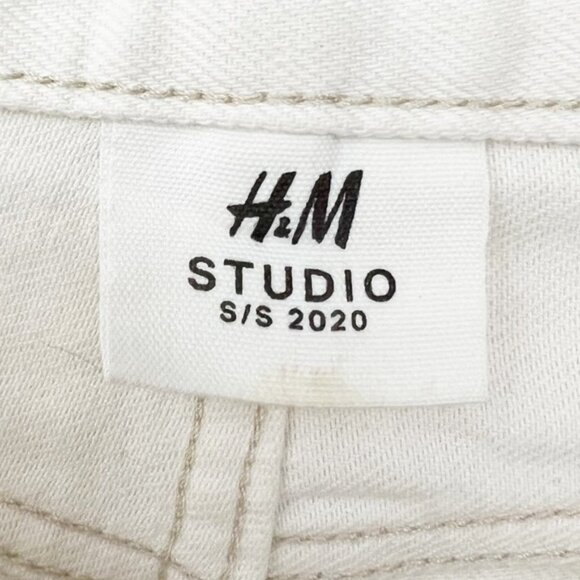 H&M Studio Collection Straight Slim Jeans. Light Beige Striped. Size 2 - Picture 4 of 15